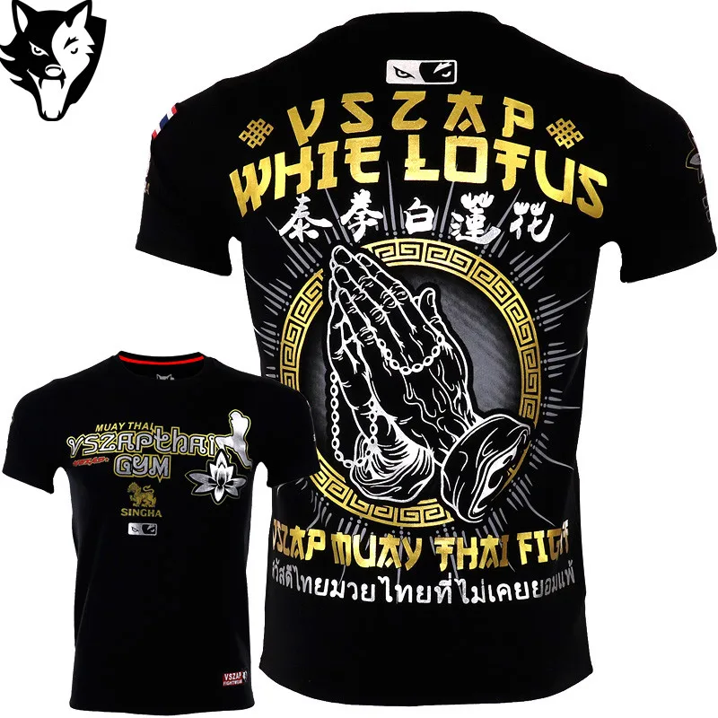 Camiseta da Luta Luvas de Boxe Treinamento da Aptidão Vszap Camiseta Ginásio Tailandês Artes Marciais Muay Thai t Shirt Homens Homme Mma