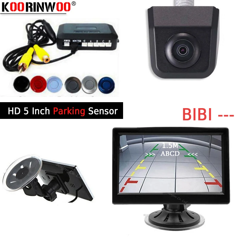 

Koorinwoo Intelligent TFT Monitor Car Rear View Camera Car Parking Sensor 22MM Alert 4 Probes Flat Video Reverse Black Silver