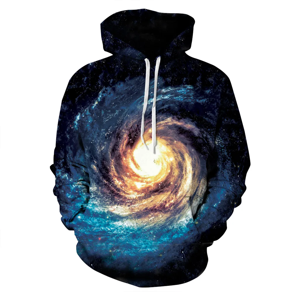 Jiekanila 2016 Space Galaxy 3d Sweatshirts Men/Women Hoodies With Hat Print Stars Nebula Autumn Winter Thin Hooded Hoody Tops