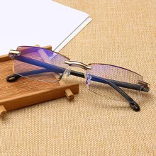 Fashion Anti-blue Women Men Reading Glasses For Female Male High Quality Frameless Diamond Trimmed Reading Presbyopic Glasses