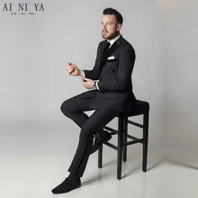 Новые дизайнерские свадебные смокинг жениха ужин пиджак блейзер брюк из двух частей Для мужчин костюмы для торжественных случаев
