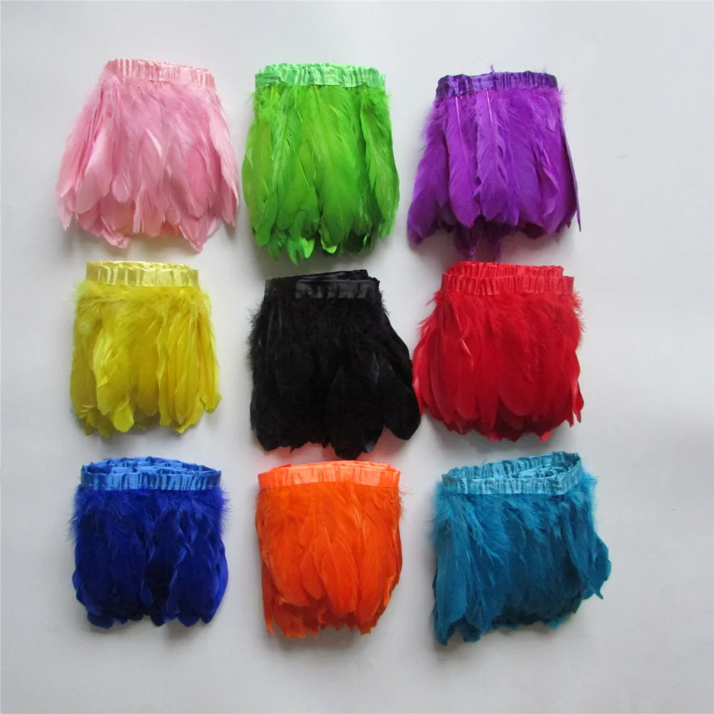 

1 meter sell dyed goose feather cloth belt DIY Christmas day decorate feather 15-20cm 6-8 inch