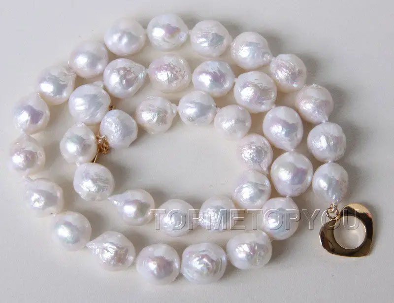 

Free Shipping >>Charming!! Natural 11mm white Reorn keshi pearls necklace E2187