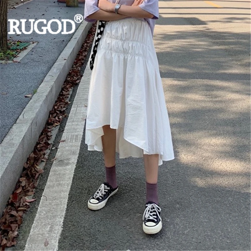 Женская Асимметричная юбка RUGOD однотонная длинная трапециевидной формы в стиле