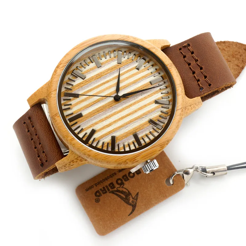 BOBO BIRD V-A20 Mens Watches 43mm Bamboo Wood Watch Japan Movement 2035 Quart-watch Clock in Gift Box relojes hombre
