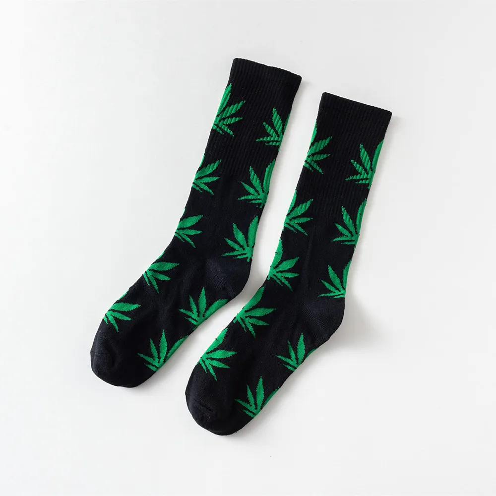 Мужские носки в стиле хип-хоп с рисунком сорняков кленовый лист сумасшедшие забавные носки термостойкие длинные счастливые носки Kanye West Роскошные носки уличная одежда - Цвет: 23