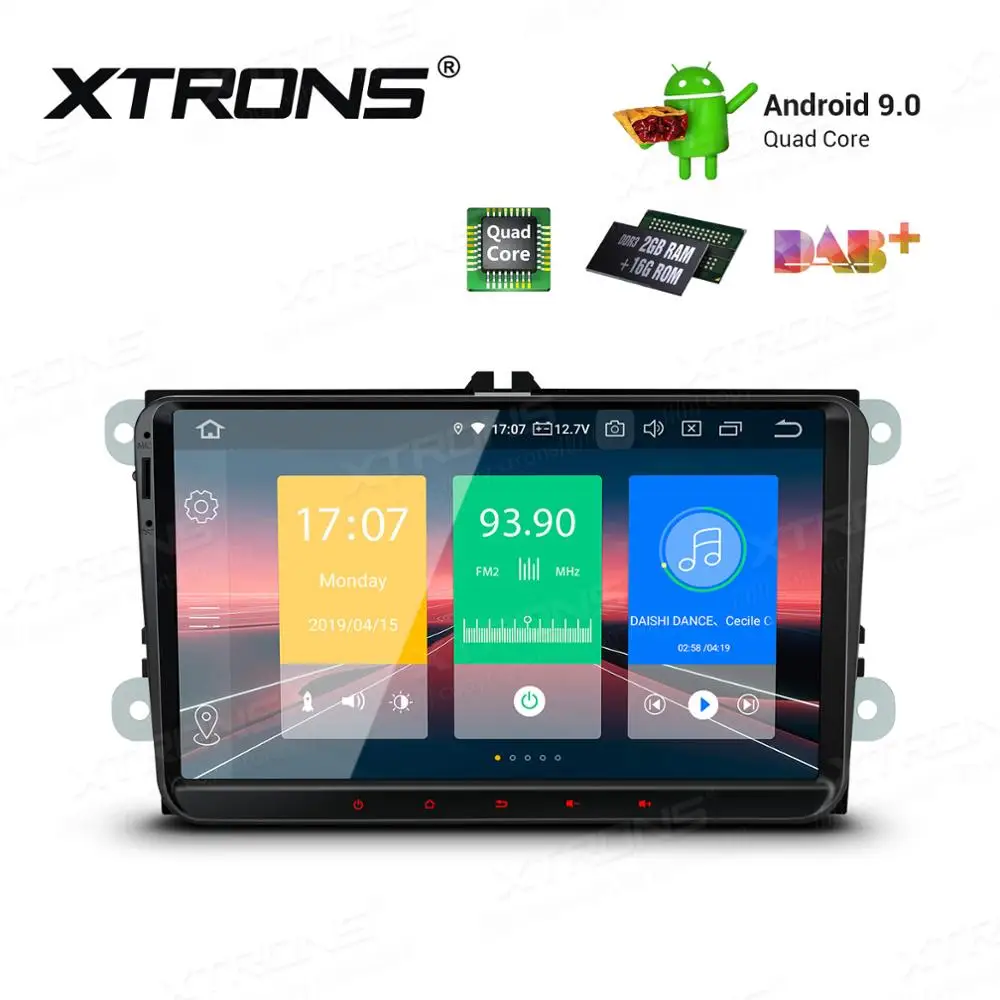 

XTRONS 9" Android 9.0 Car Stereo Radio Player GPS for VW Volkswagen Golf Passat Touran Tiguan Sharan for Skoda for Seat No DVD
