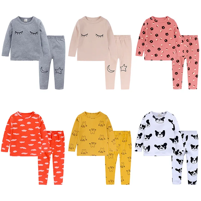 Fashion Spring Children eye Clouds pattern casual pajama set girls boys tee shirts&pants baby clothes Suits 2pcs long sleeve rabbit print wrap pajama set with eye mask