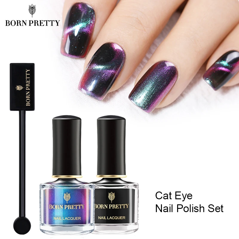 

BORN PRETTY 3D Cat Eye Nail Polish Set 6ml Black Base Magnetic Stick Chameleon Varnish Magnet Nail Art Lacquer Kit