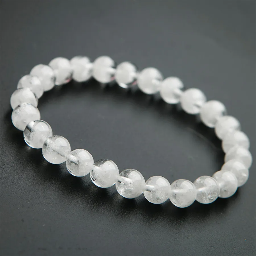 

Fashion 8mm 100% Natural White Phantom Quartz Crystal Round Bead Gemstone Stretch Charms Bracelets For Women AAAAA Drop Shipping