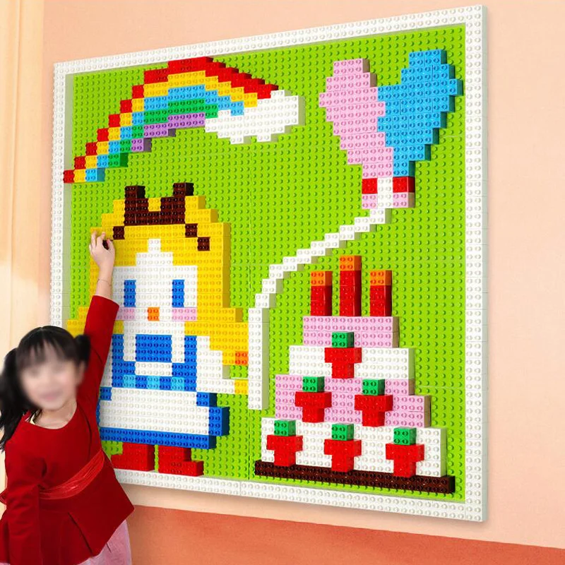 

512 Duploes Big Bricks Base Plate 16*32 Dots 51*25.5cm Baseplate Building Blocks Toys For Children Compatible Duplos