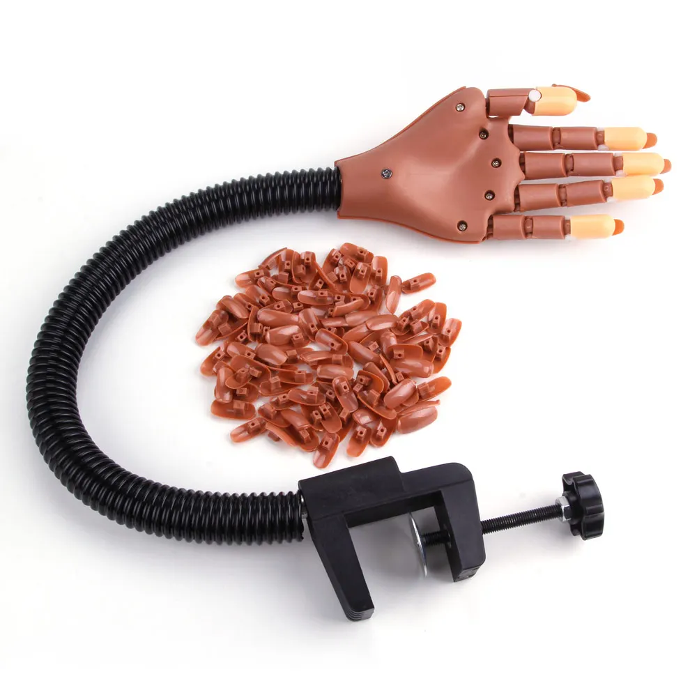 

Training Practice Hand with Nail Tips Movable False Hands for Nail Design Nail Display Manicure Supply DIY Print Practice Tool