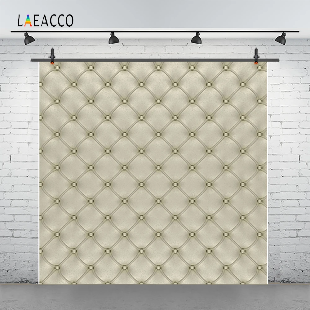 Laeacco Headboard Leather Diamond Pattern Luxury Photography Backgrounds Customized Photographic Backdrops For Photo Studio
