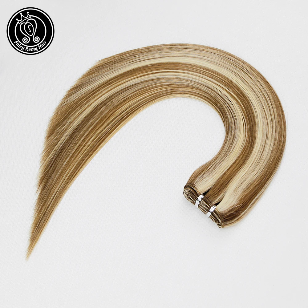 Фея Волосы remy 1"-22" индийские прямые волосы пучки утка двойной нарисованный пианино цвет 8/24 Remy человеческие волосы расширения 100 г