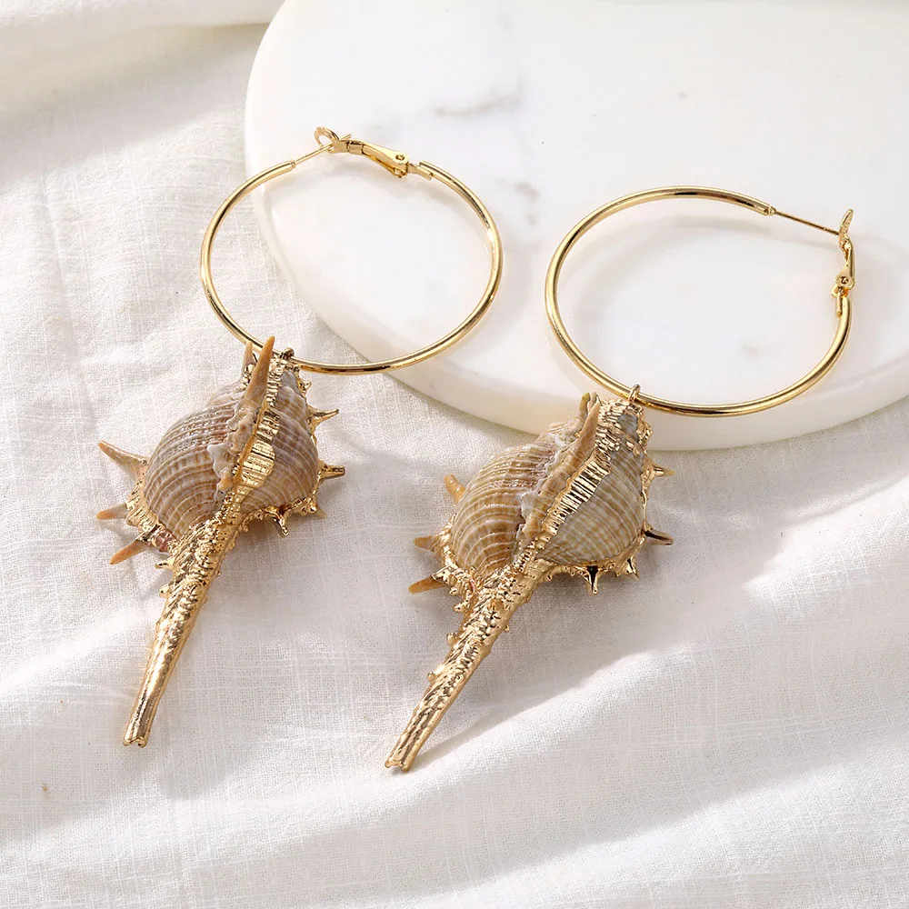 Модные 16 Стильные Золотые натуральные морские серьги-капли из ракушки винтажные женские богемные геометрические несимметричные серьги с подвеской Новинка