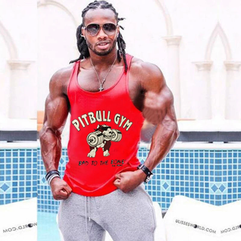 

Fashion Dog Print Bodybuilding Men Tank Top Fitness Stringer Gyms Vest Undershirt Tank Tops