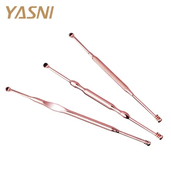 

3pcs Stainless Steel Earpick Set Ear Wax Curette Remover Ear Pick Cleaner Safety Ear Spoon Clean Health Care Tool MS29