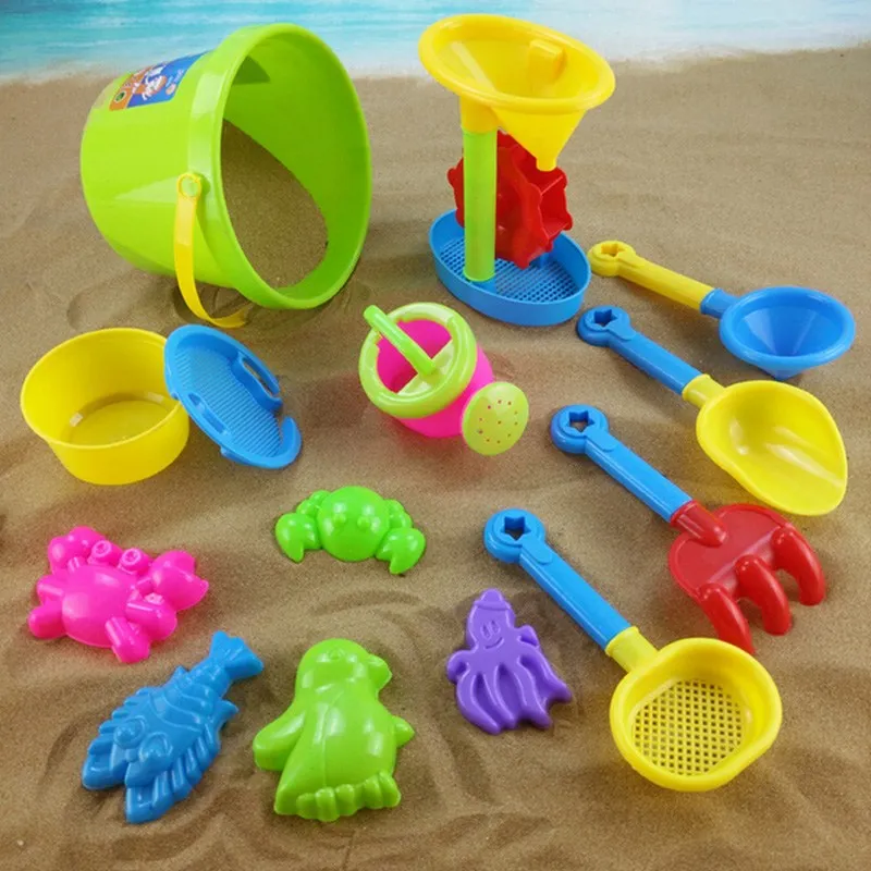 14PCs Kids Funny Tools Sand Play Toys Set Beach Seaside Water Bucket