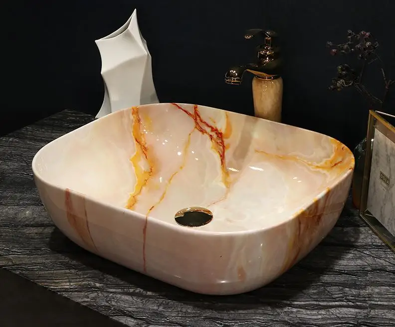 Художественный Ручной работы в европейском стиле Винтаж умывальник Lavabo Керамика Ванная комната раковина верхняя полочка декоративная раковина для ванной комнаты Китайский умывальник - Цвет: design 5 only sink