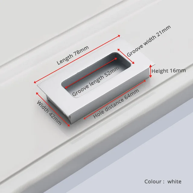 Цинковый сплав, современные встроенные ручки, кухонный шкаф, дверь шкафа, ящик, скрытые ручки, шкаф, скрытые ручки, мебель Hardwre - Цвет: White 64mm