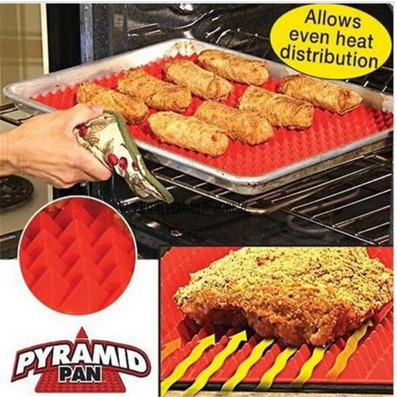 1 Pcs Nonstick BBQ Mat Silicone Barbecue Pyramid Pan Fat Reducing Slip