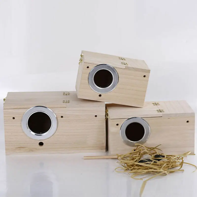 

Pratical For Small Birds Budgies Finches Bird Breeding Box Solid Wooden Nest Box Nesting Boxes 4 Sizes