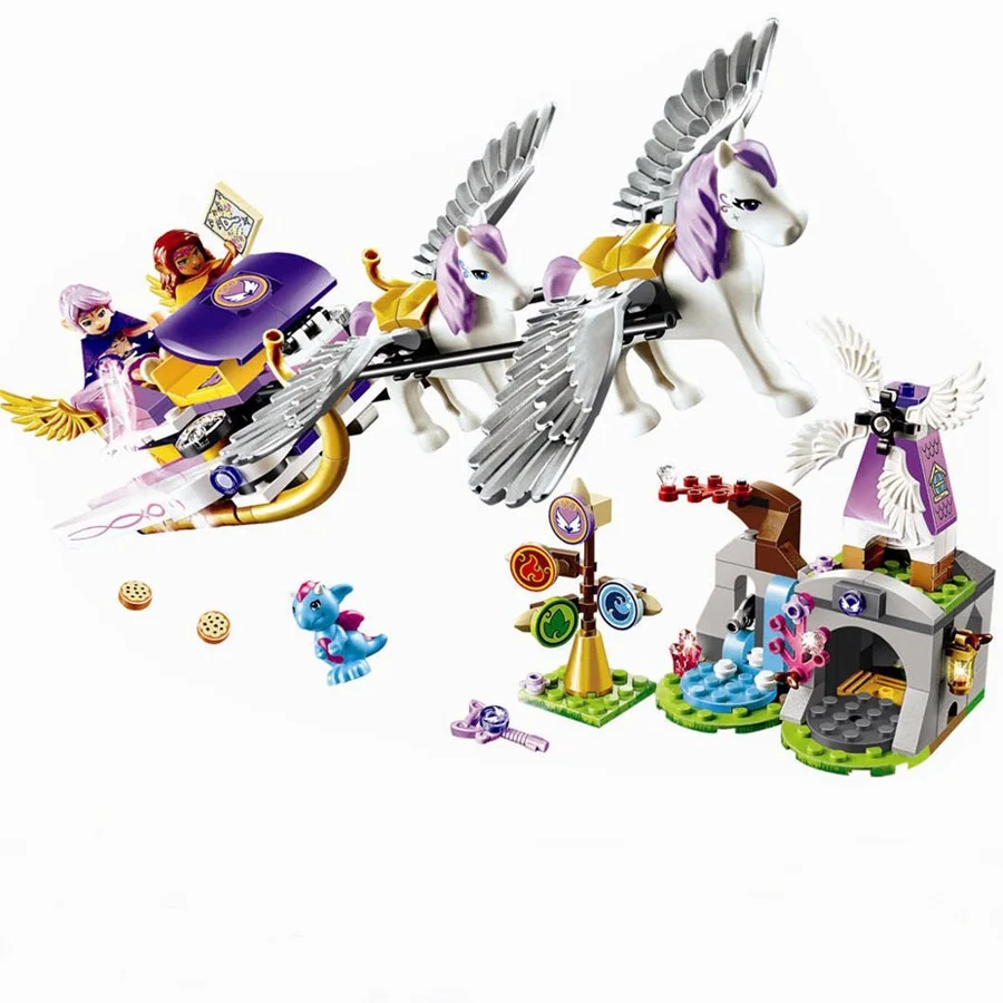 pålægge Vejfremstillingsproces edderkop Toys for children girl CHINA BRAND 10413 self-locking bricks Compatible  with LEGO Elves 41077 Aira's Pegasus Sleigh