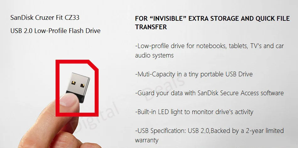 SanDisk мини-накопитель 16 ГБ 32 ГБ 64 ГБ USB 2,0 флеш-накопитель карта памяти Cruzer Fit CZ33 автомобильная карта памяти