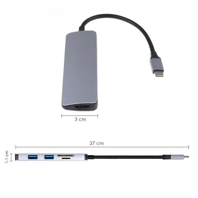 5 в 1 USB C концентратор USB-C к HDMI Micro SD/TF кард-ридер адаптер для MacBook samsung Galaxy S9/S8 huawei P20 Pro type C