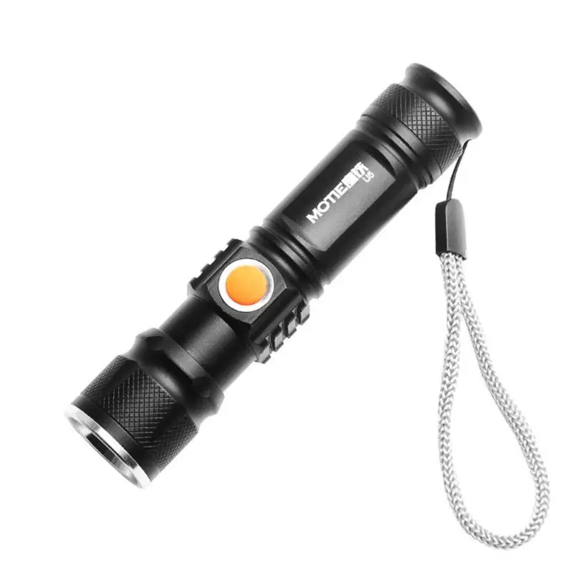 T6 LED Flashlight USB Charging Aluminium Alloy 3 Modes Telescopic Flashlight Zoom Mini