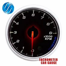Датчик дракона Тахометр Автомобильный манометр 60 мм 0~ 9000 об./мин Тахометры механический измеритель белый циферблат лицо серебряный ободок 12 В Тахометр
