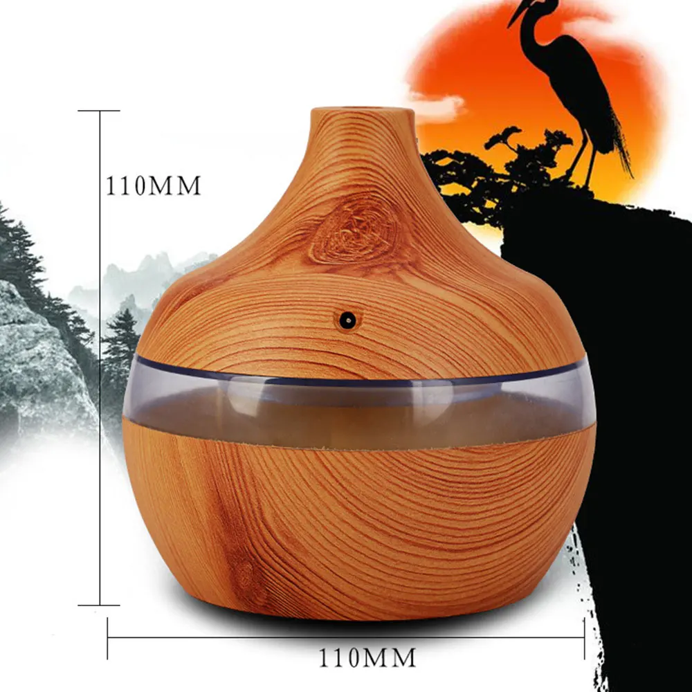 

Air Humidifier Ultrasonic Purifier Essential Oil Diffuser Decoration Colorful Transform Useful Creative Wood Color