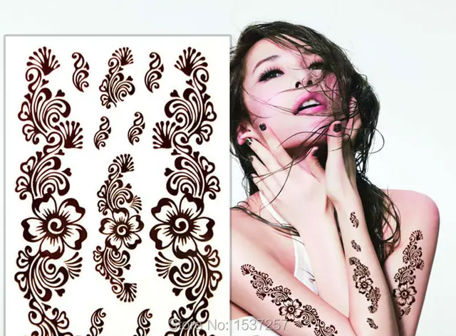 aliexpress com buy 1pcs brown henna tattoo sticker waterproof aliexpress com buy 1pcs brown henna tattoo sticker waterproof