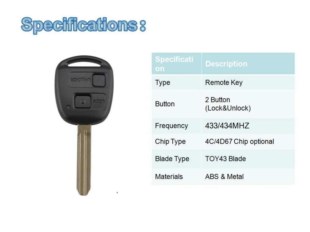 BHKEY 2 кнопки 433 Мгц дистанционный ключ-брелок от машины для Toyota транспондер 4D67/4C Чип для RAV4 Prado Tarago Kluger Avensis 2003-2010 ключи