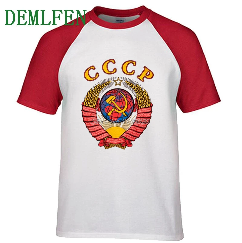 

Summer Raglan Sleeve Moscow Russia Tees CCCP T Shirts Men USSR Soviet Union Man Cotton O Neck T-shirt Tops Brand Clothing