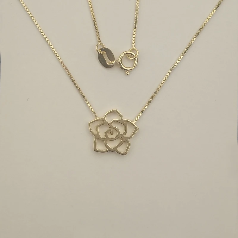 Sinya 925 sterling Silver or gold Rose flower charm pendant necklace for girl lover women Valentine's Day gift Chain length 42cm (2)