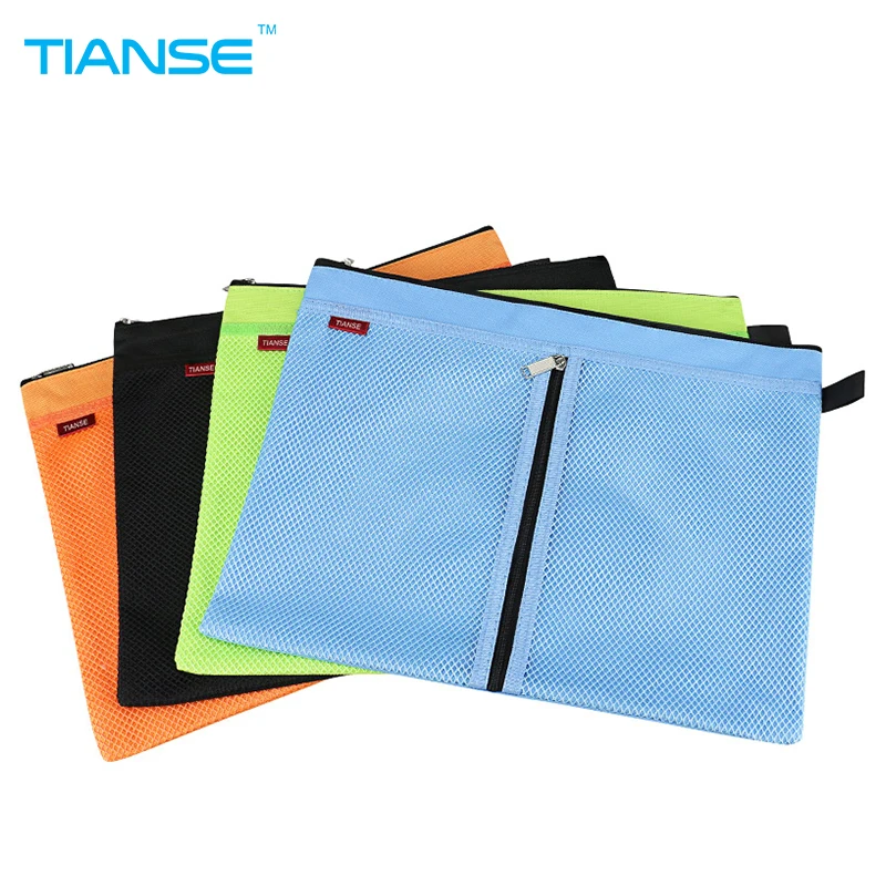 

TIANSE A4 file bag document organizer zipper closure oxford cloth office stationery folder paper pen storage