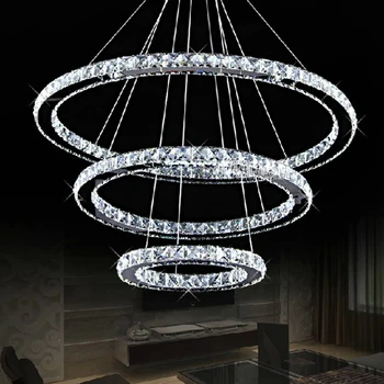 

New Creative 3-Rings Crystal Lighting Pendant Lamp Modern Simplicity Living Room Lamp LED Ceiling Lamp Pendant Lights 100-240V