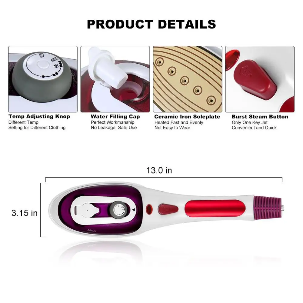 Электрический утюг для глажки одежды ручной отпариватель одежды вертикальный портативный путешествия с паровой щеткой EU/US 110 V/220 V