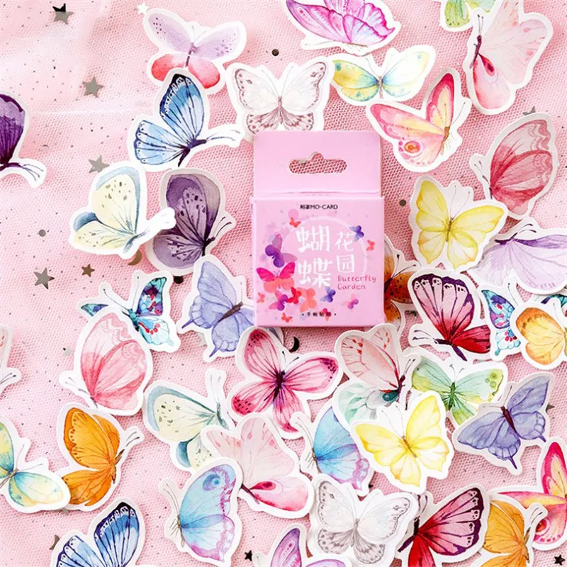 

46Pcs/Box Cute Butterfly Stickers Creative Stationery Stickers Lovely Adhesive Stickers For Kids Diary Scrapbooking Photo Ablums