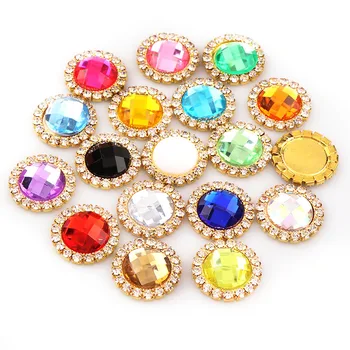 

21mm Inner 14mm Acrylic Rhinestone Button Brass Gold Metal Tray Glass Rhinestone Cabochon Base Cameo Setting DIY Jewelry Charms