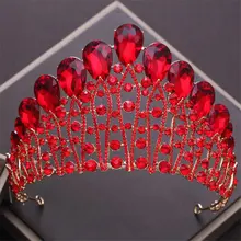 Королевская корона барокко красный/зеленый/прозрачный кристалл принцесса головной убор невесты свадебная корона Роскошные красоты диадемы повязки на голову