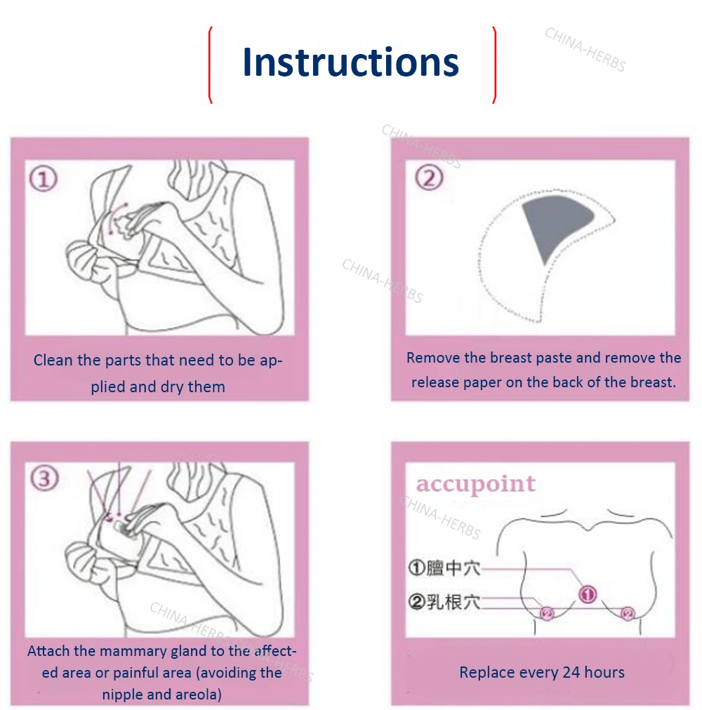 20 шт. пластырь для облегчения боли в груди, пластырь для ухода за женской грудью, пластырь для мастита, китайские травяные Пластыри для лечения припухлости, гиперплазии