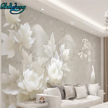 

beibehang Simple 3d 3d white jade carved marble texture TV background wall custom wallpaper mural decoration