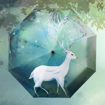 

Unicorn Elk Deer Cartoon Cute Umbrella Children Kids Girl 3 Fold Anti-UV Sun Sunshade Parasol Brand Small Rain Umbrellas Japanes