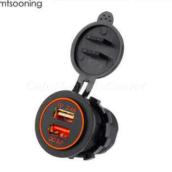 

mtsooning Orange Fast Charge QC 3.0 Dual USB Charger Port 12V-24V Car Night Light Mobile Phone Charger