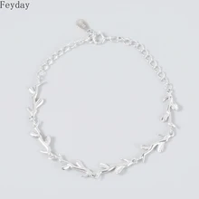 Заявление S925 стерлингового серебра ветка с листьями браслеты для женщин Свадебная вечеринка девушки женщины ювелирные изделия аксессуары Подарки