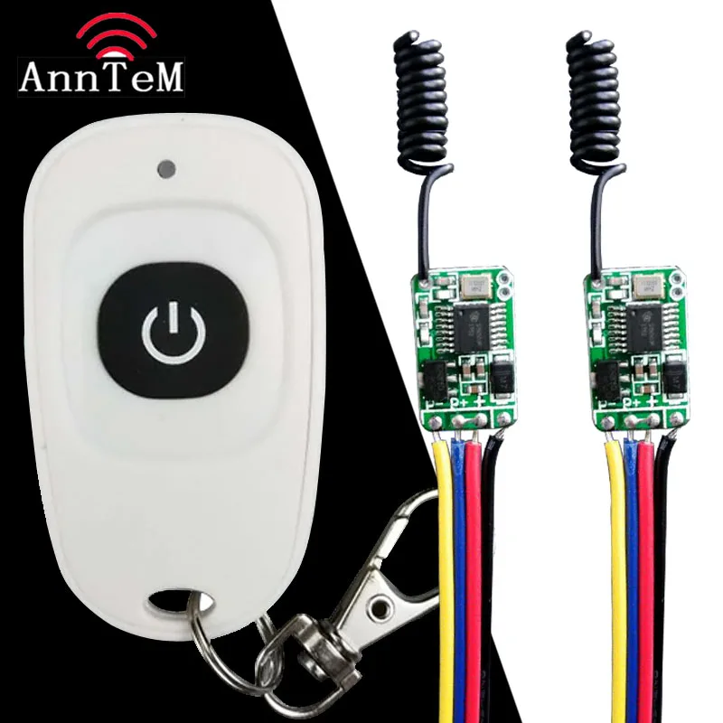 ANNTEM MICRO RF Wireless Remote Control Switch DC3.5-12V 3.7v 5v 6v 7.4v 7.6v 9v Receiver Transmitter Mini Mos No Sound Learning