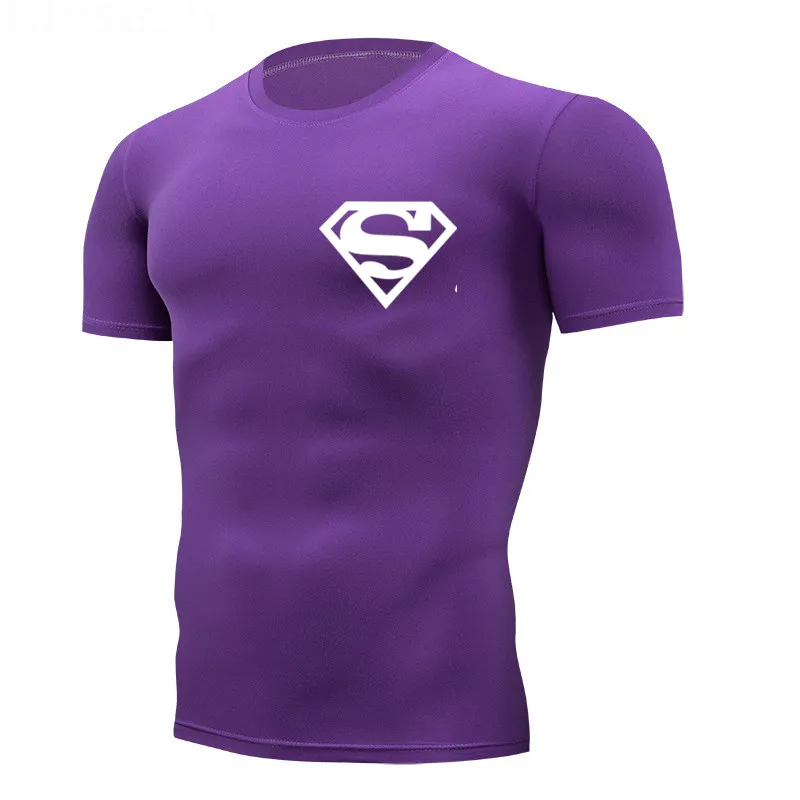 Классический Супермен Рашгард Мужская рубашка для бега Мужская футболка с коротким рукавом майки мужские компрессионные колготки спортивная одежда