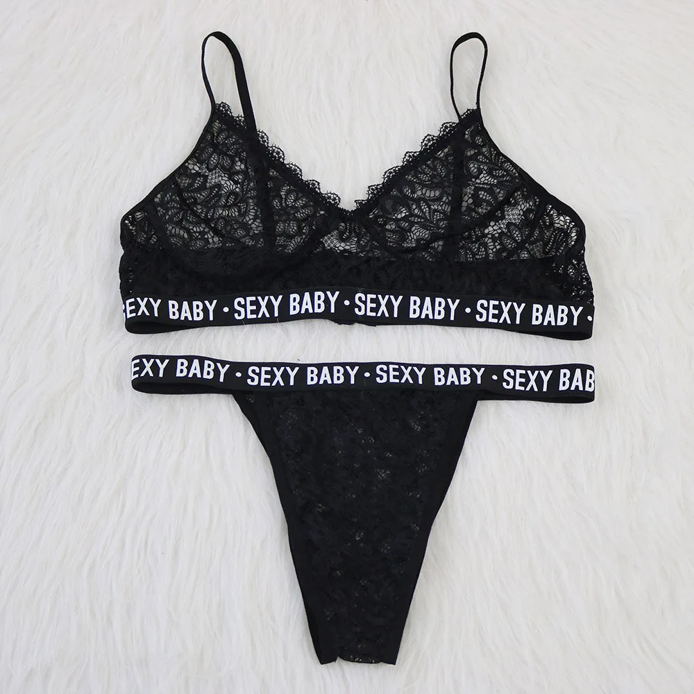 Sheer Lace Bra комплект Для женщин Sexy Baby Черный Push Up прозрачный бюстгальтер без